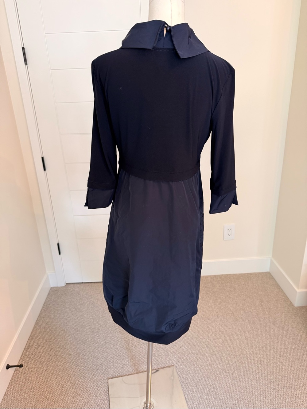 Joseph Ribkoff Navy Blue Long Sleeve Cowl-Neck Dress - Picture 4 of 12